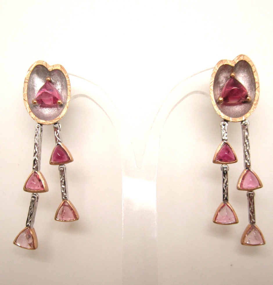 Pendientes de turmalinas rosas
