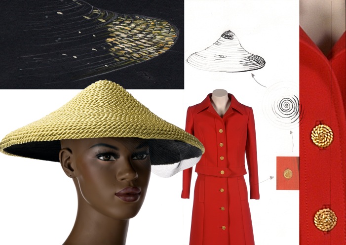Sombreros Assaad con trajes Balenciaga
