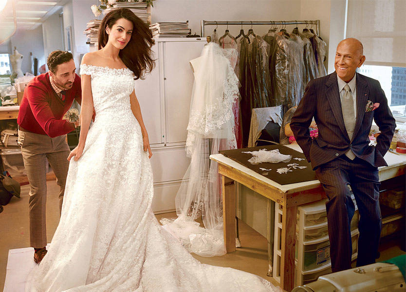 Amal Alamuddin con el vestido de encaje de Calais