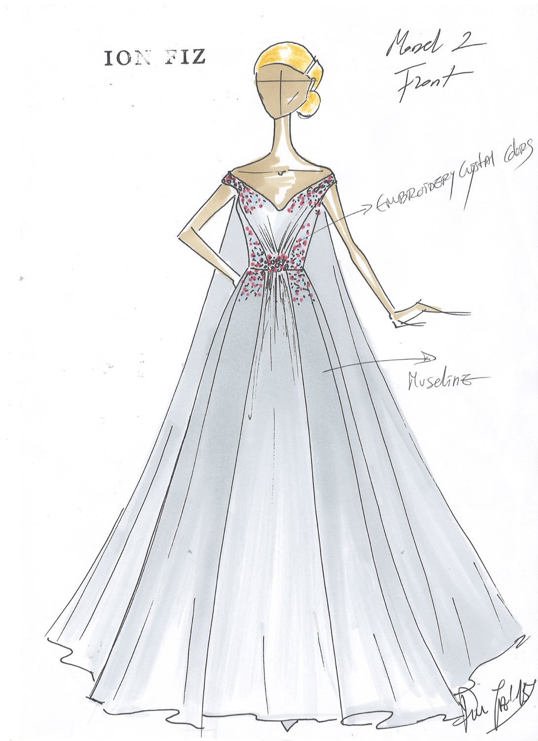 Boceto de traje de novia